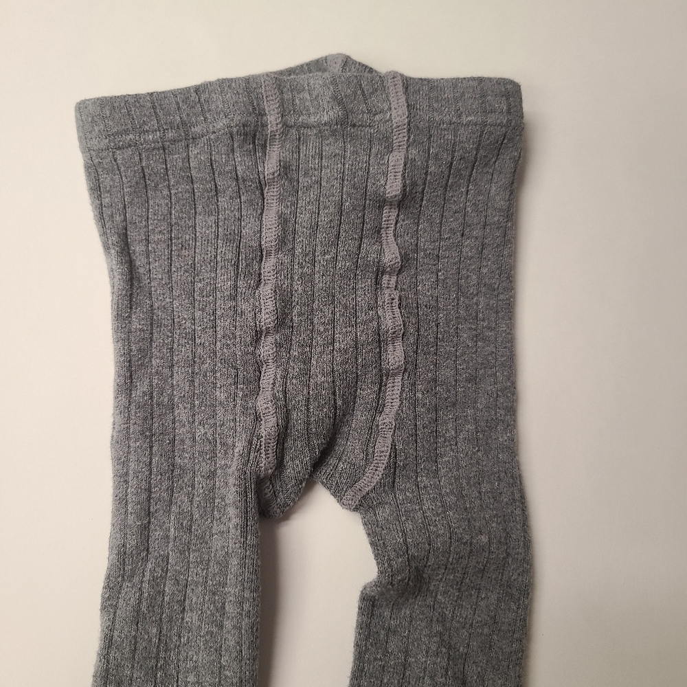 Condor Grey Ribbed Tights sz 2 - Picture 3 of 4